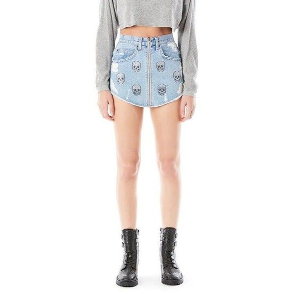 Carmar Beatrice Skull Patch Zip Front Skirt 26 - Picture 8 of 9